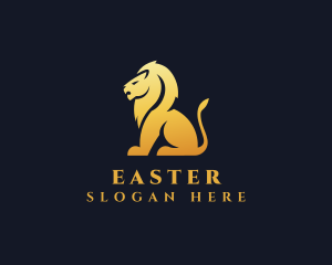 Sitting Golden Lion Animal Logo