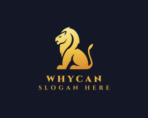 Gold Lion - Sitting Golden Lion Animal logo design