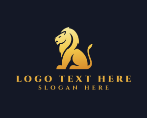 Gold Lion - Sitting Golden Lion Animal logo design