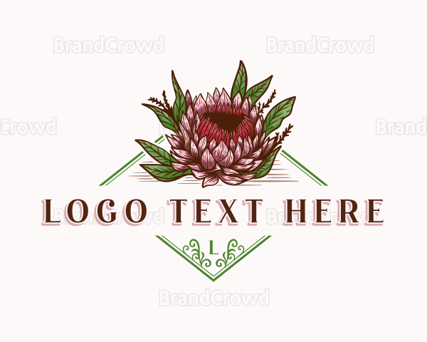 Protea Flower Leaf Logo