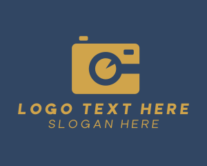 Negative Space - Gold Camera Lens logo design