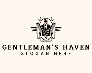 Retro Gentleman Barbershop logo design