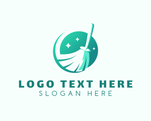Cleaning - Sweeping Broom Janitorial logo design