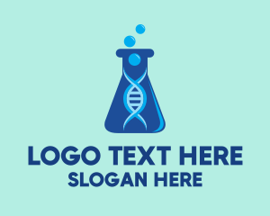 Genetics Lab - Blue DNA Beaker logo design