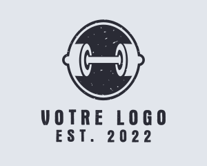 Grunge - Dumbbell Gym Badge logo design