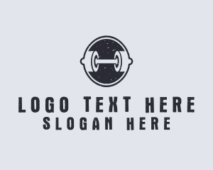 Dumbbell Gym Badge Logo