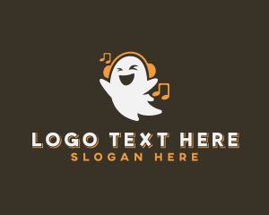 Spooky - Music Headphones Ghost logo design