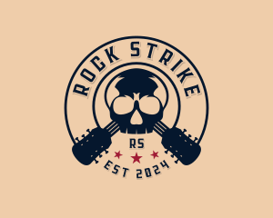 Skull Rockstar Guitar logo design