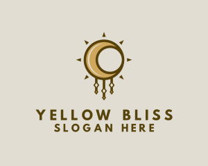 Yellow Crescent Moon logo design