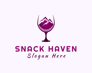 Wine Glass Mountain Peak logo design