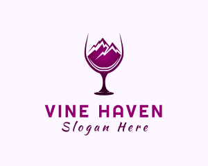 Wine Glass Mountain Peak logo design