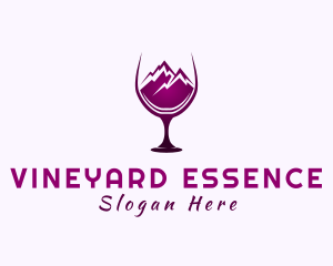 Wine Glass Mountain Peak logo design