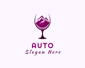 Mocktail - Wine Glass Mountain Peak logo design