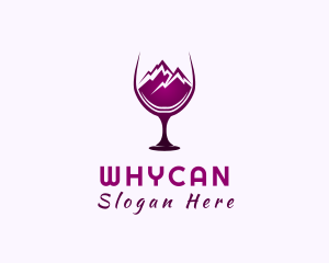 Booze - Wine Glass Mountain Peak logo design
