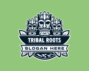 Tribal Tiki Mask logo design