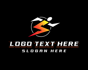 Runner - Lightning Engergy Runner logo design