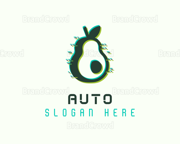 Green Avocado Glitch Logo