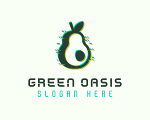 Green Avocado Glitch logo design