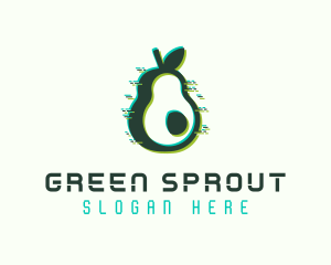 Green Avocado Glitch logo design