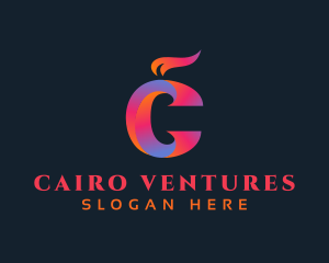 Gradient Flame Letter C logo design