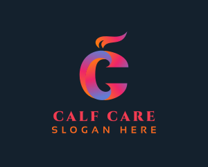 Gradient Flame Letter C logo design