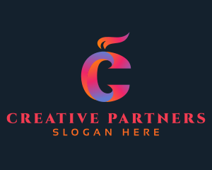 Gradient Flame Letter C logo design