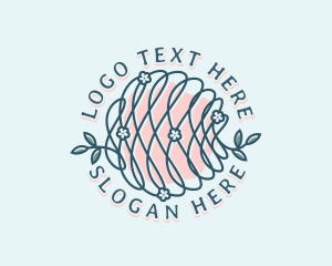 Knitting - Floral Yarn Thread logo design