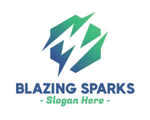 Green Abstract Spark Shape logo design