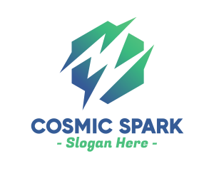 Green Abstract Spark Shape logo design