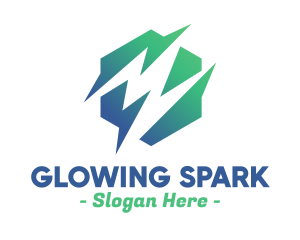 Green Abstract Spark Shape logo design