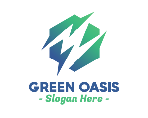 Green Abstract Spark Shape logo design