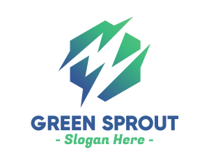 Green Abstract Spark Shape logo design