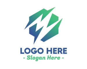 Power - Green Abstract Spark Shape logo design