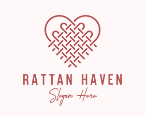 Rattan - Heart Woven Handicraft logo design