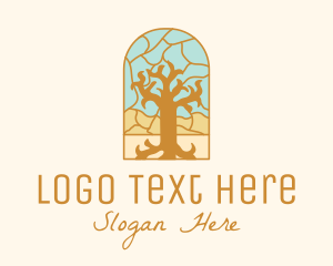 Christian - Multicolor Stained Glass Tree logo design