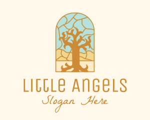 Stained Glass - Multicolor Stained Glass Tree logo design