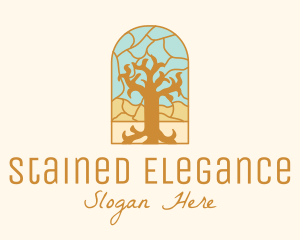 Multicolor Stained Glass Tree  logo design