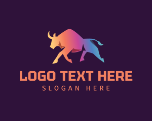 Creative Agency - Gradient Bull Ox logo design