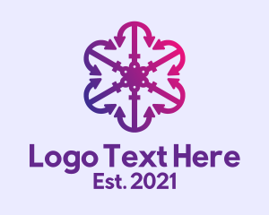 Nautical - Purple Anchor Flower logo design