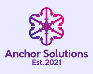 Purple Anchor Flower logo design