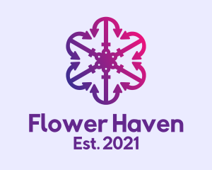 Purple Anchor Flower logo design