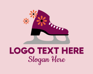 Skates - Floral Figure Skater logo design