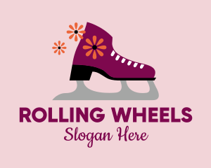 Skates - Floral Figure Skater logo design