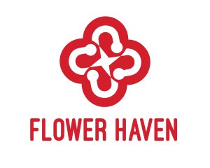 Red Flower Star logo design