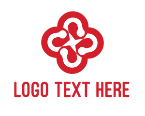 Tri - Red Flower Star logo design