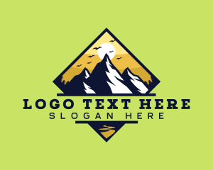 Trekking - Mountain Peak Sunset logo design
