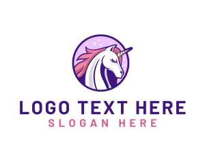 Cartoon - Unicorn Horse Head logo design