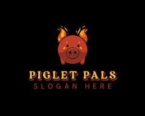 Piglet - Flaming Pork Grill logo design