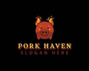 Flaming Pork Grill logo design