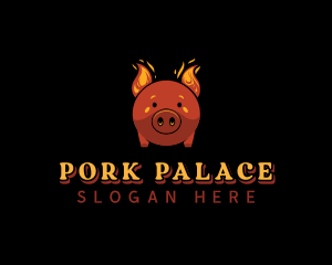 Flaming Pork Grill logo design